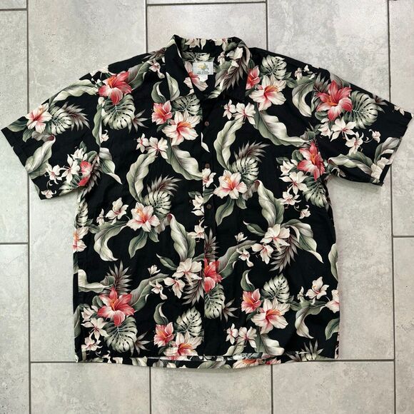 Ho Aloha Shirt Mens XXL Hawaiian Casual Button Up Tropical Floral Short Sleeve - Picture 1 of 4